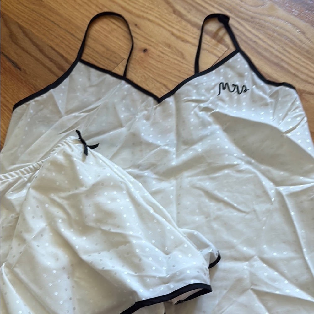 kate spade White Pajama Top with Black Trim